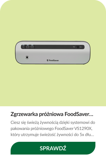 Kompaktowa, cicha i łatwa w użyciu zgrzewarka próżniowa do żywności FoodSaver VS1290X, który utrzymuje świeżość żywności do 5x dłużej w porównaniu z tradycyjnymi metodami przechowywania